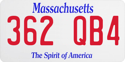 MA license plate 362QB4