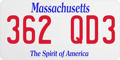 MA license plate 362QD3