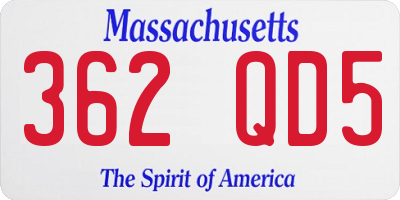 MA license plate 362QD5