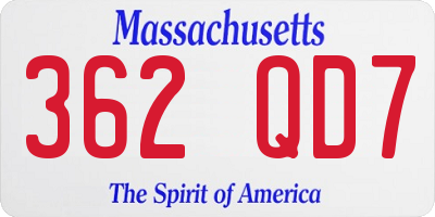 MA license plate 362QD7