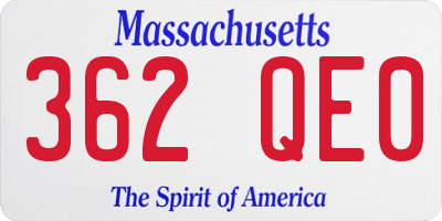MA license plate 362QE0