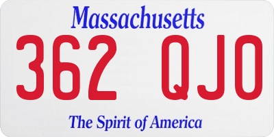 MA license plate 362QJ0