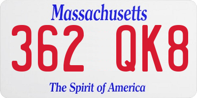 MA license plate 362QK8