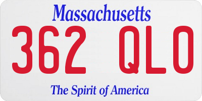 MA license plate 362QL0