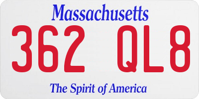 MA license plate 362QL8