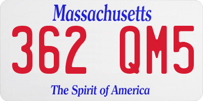 MA license plate 362QM5
