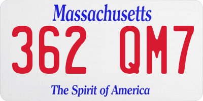 MA license plate 362QM7