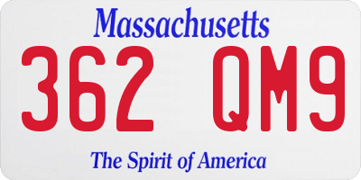 MA license plate 362QM9
