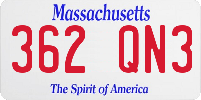 MA license plate 362QN3