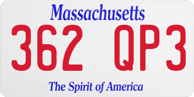 MA license plate 362QP3
