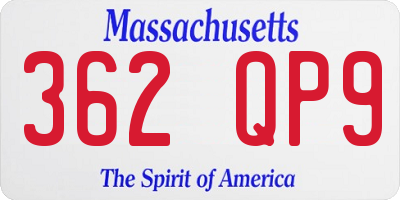MA license plate 362QP9