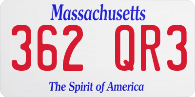 MA license plate 362QR3