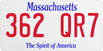 MA license plate 362QR7