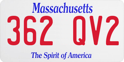 MA license plate 362QV2