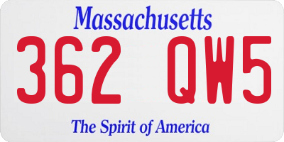 MA license plate 362QW5