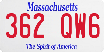 MA license plate 362QW6