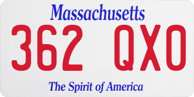 MA license plate 362QX0
