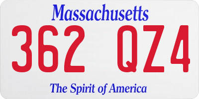 MA license plate 362QZ4