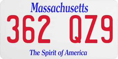 MA license plate 362QZ9