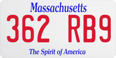 MA license plate 362RB9