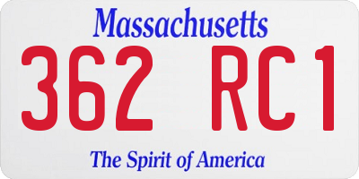 MA license plate 362RC1
