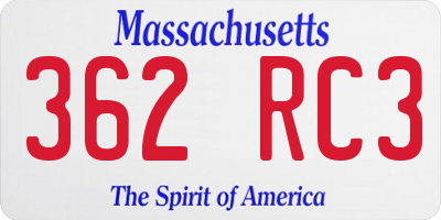 MA license plate 362RC3