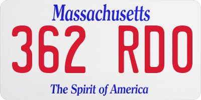 MA license plate 362RD0