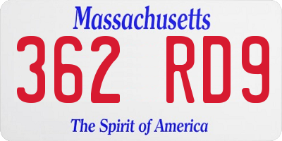 MA license plate 362RD9
