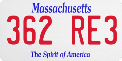 MA license plate 362RE3