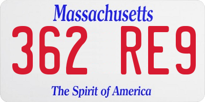 MA license plate 362RE9