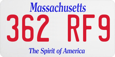 MA license plate 362RF9