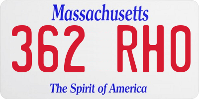 MA license plate 362RH0