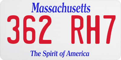 MA license plate 362RH7