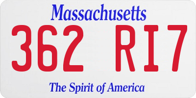 MA license plate 362RI7