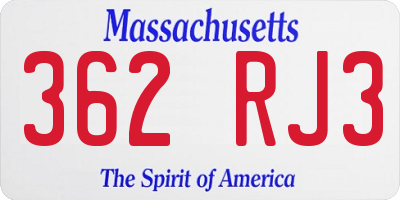 MA license plate 362RJ3