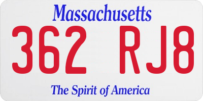 MA license plate 362RJ8
