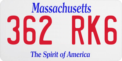 MA license plate 362RK6