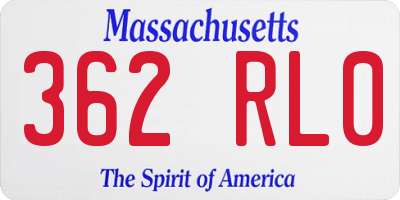 MA license plate 362RL0