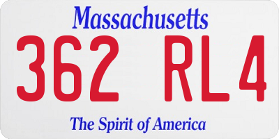 MA license plate 362RL4