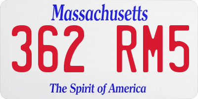 MA license plate 362RM5