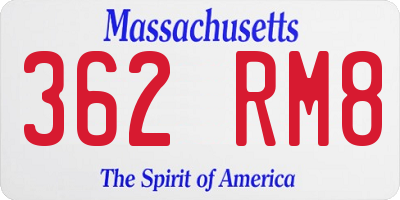 MA license plate 362RM8