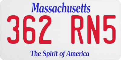MA license plate 362RN5