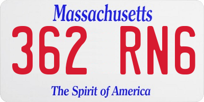 MA license plate 362RN6
