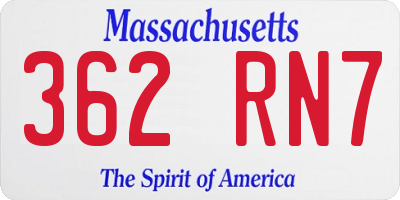 MA license plate 362RN7