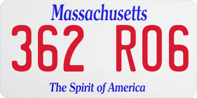MA license plate 362RO6
