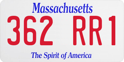MA license plate 362RR1