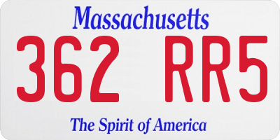 MA license plate 362RR5