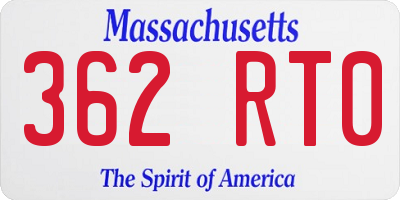 MA license plate 362RT0