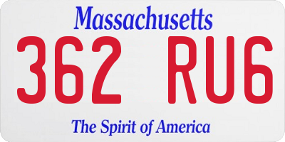 MA license plate 362RU6