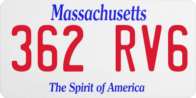MA license plate 362RV6